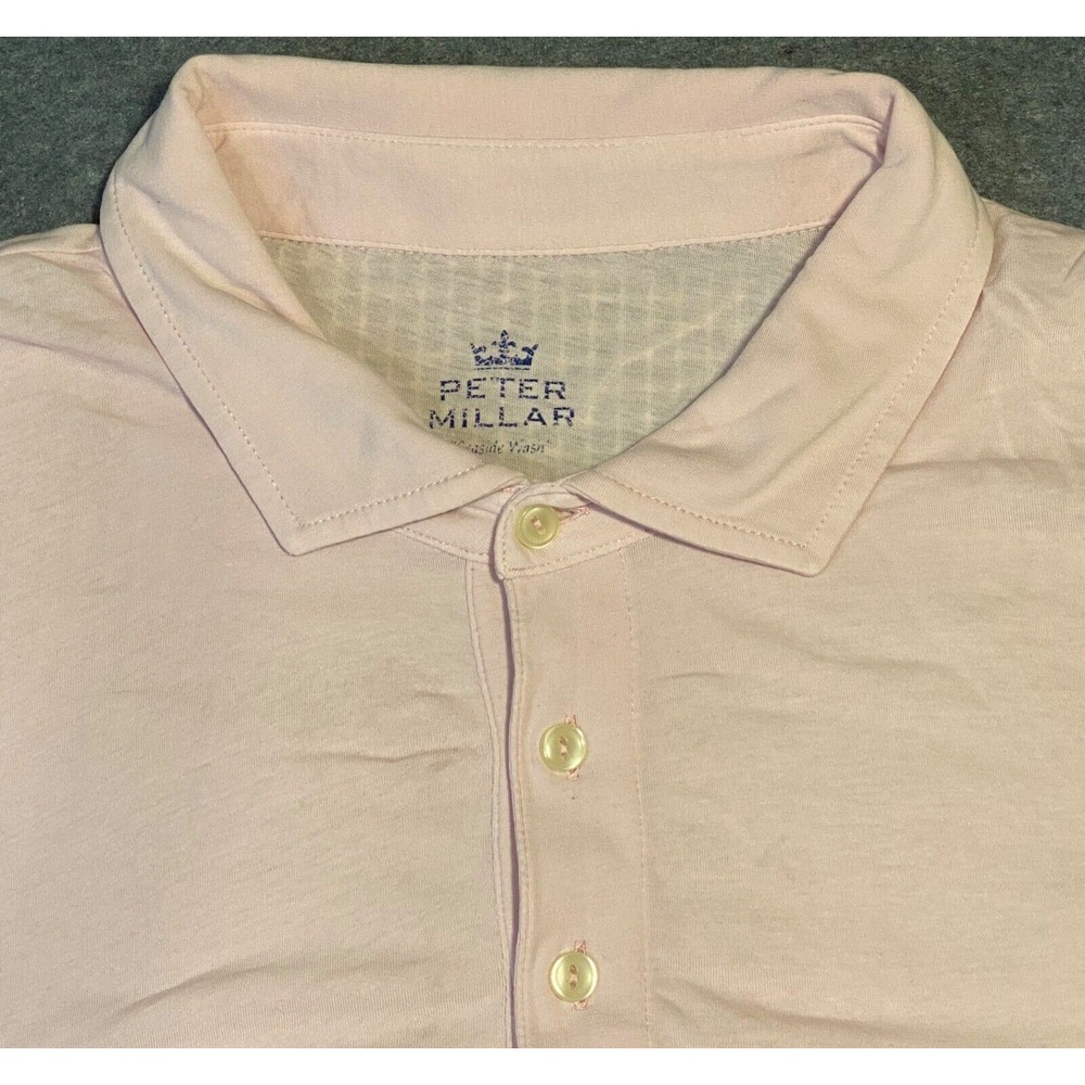 PETER‎ MILLAR mens SEASIDE WASH Polo Golf Shirt XXL PINK short sleeve - Picture 3 of 11